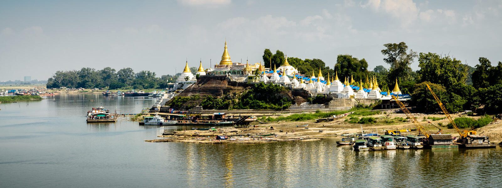 Golden pagodas on the Ayeyarwady River