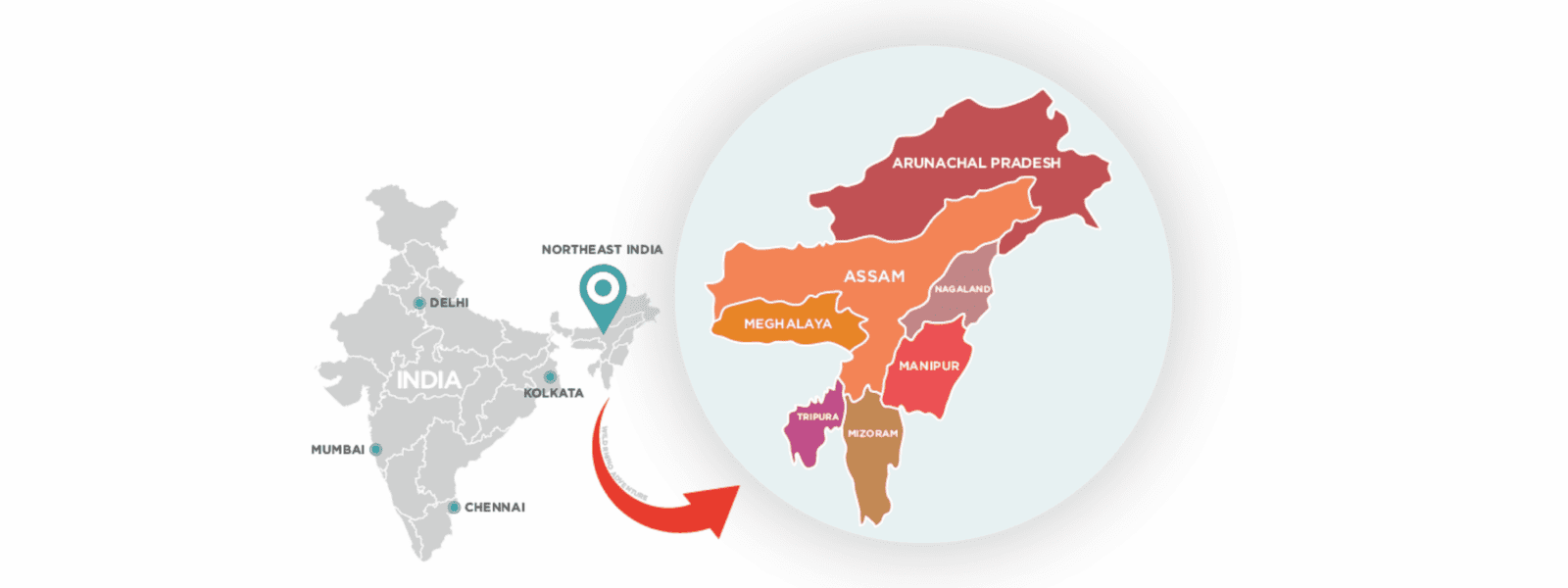 Map of North East India