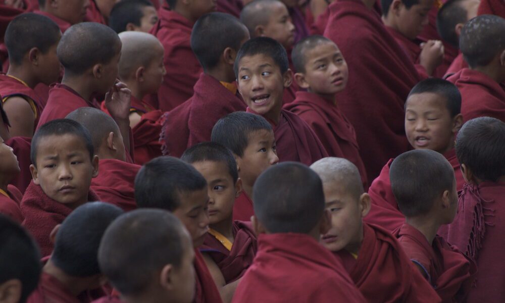 Novice monks at morning roll-call - Tawang, Arunachal Pradesh, North East India