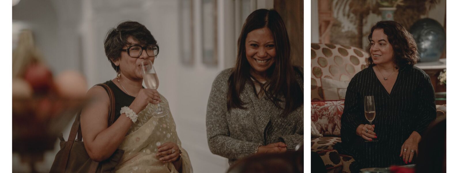 Women smiling and drinking
