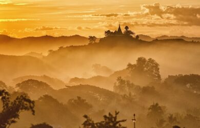 Mrauk U Sunset in Rakhine State, Myanmar